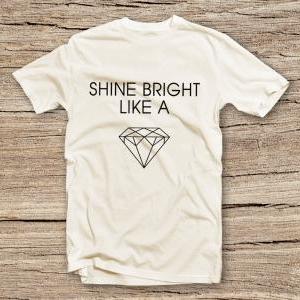 Pts-171 Letters Diamond Print T-shirt, Shine..