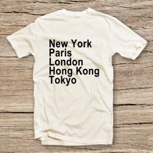 Pts-173 The Cities T-shirt York Hong Kong Paris..