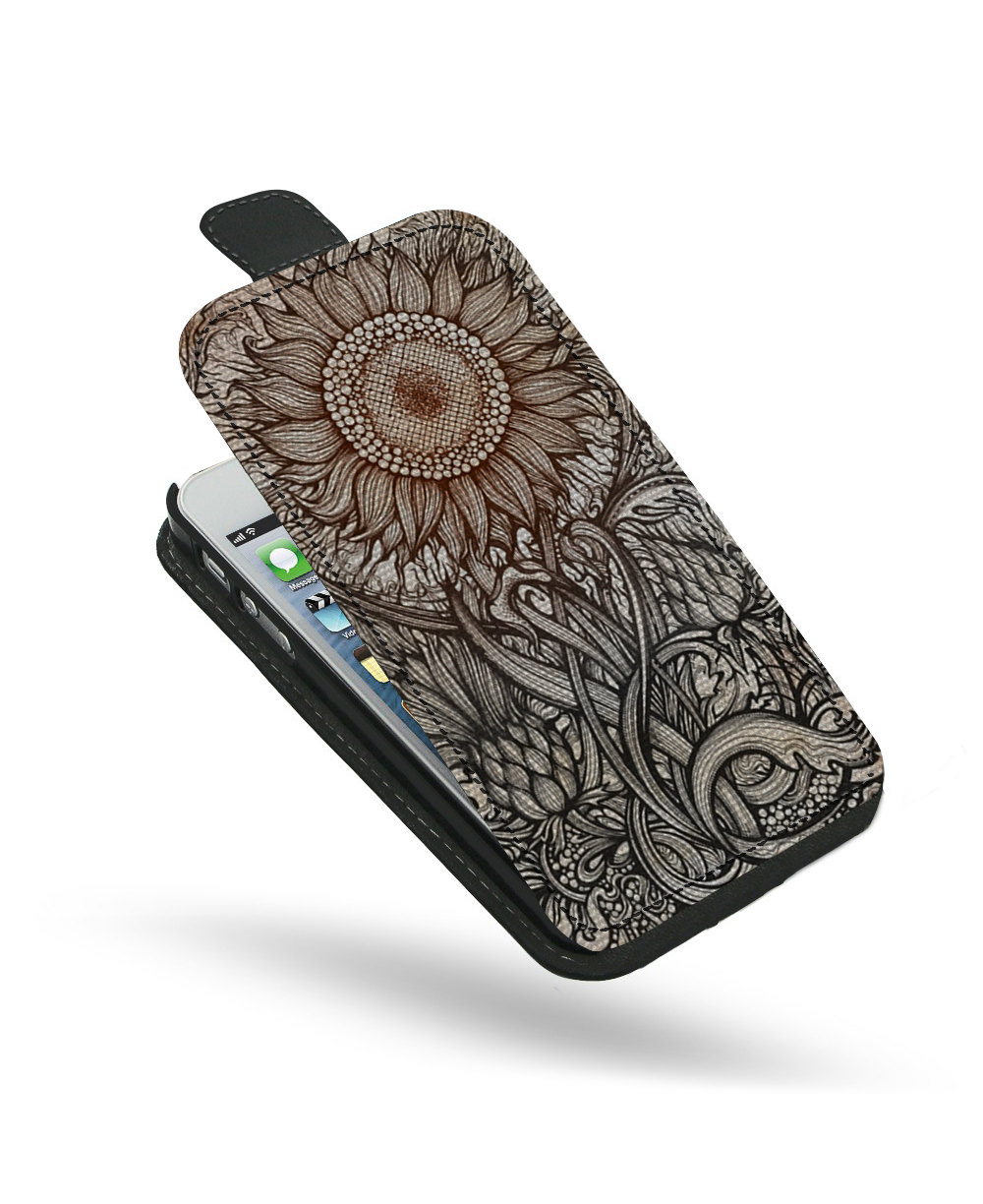 Dapip-013 - Blaudzun's Heavy Flowers Case - Leather Case - Iphone 4/4s Case - Iphone 5/5s Case