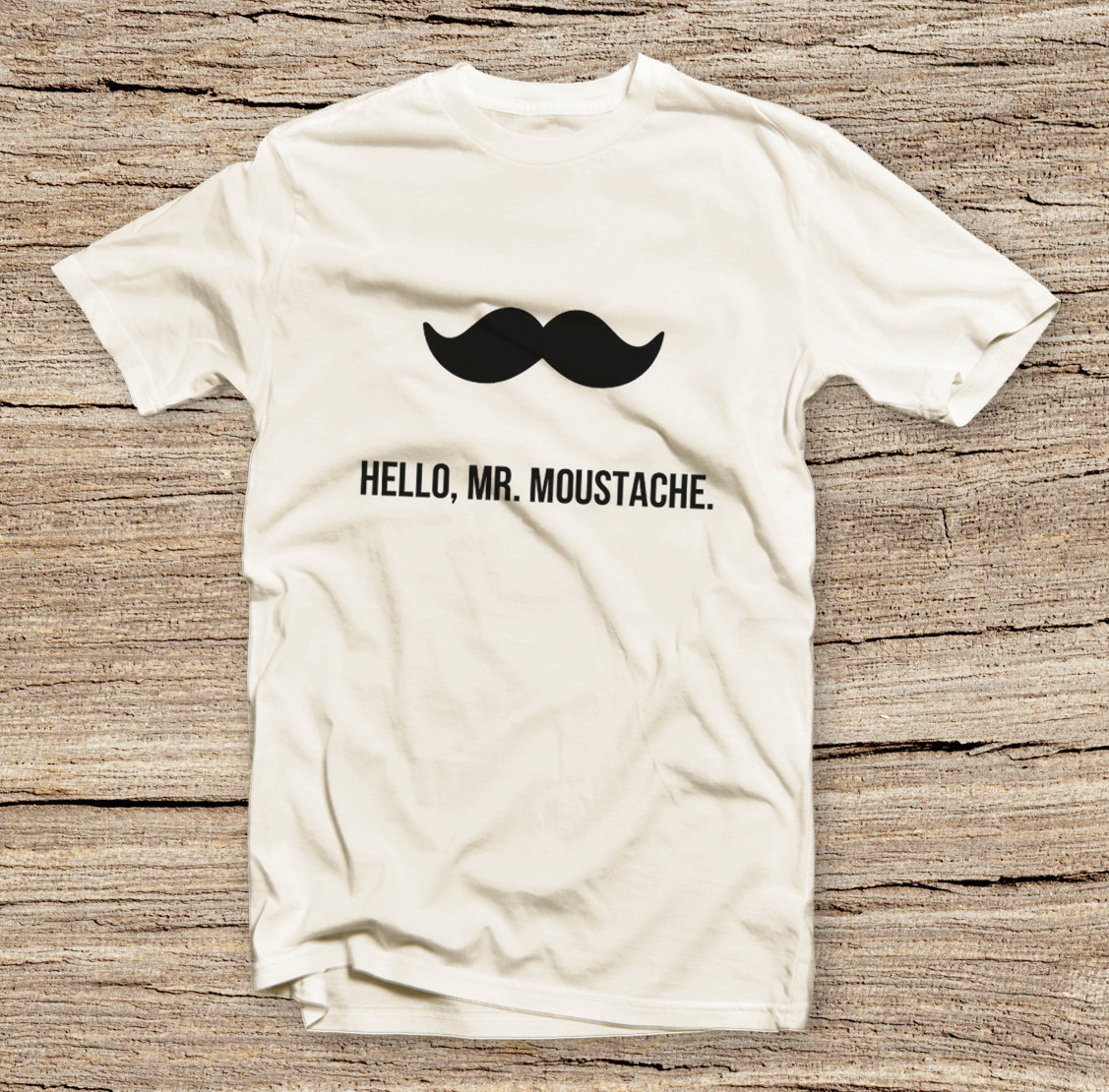 Pts-030 Hello Mr. Moustache , Fashion Style Printed T-shirt