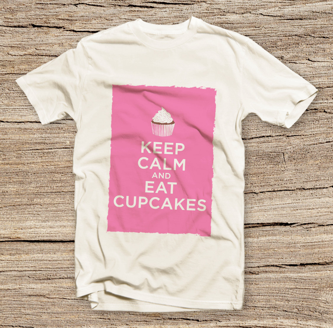 Pts-041 Keep Calm And Eat Cupcakes, Fashion Style Printed T-shirt
